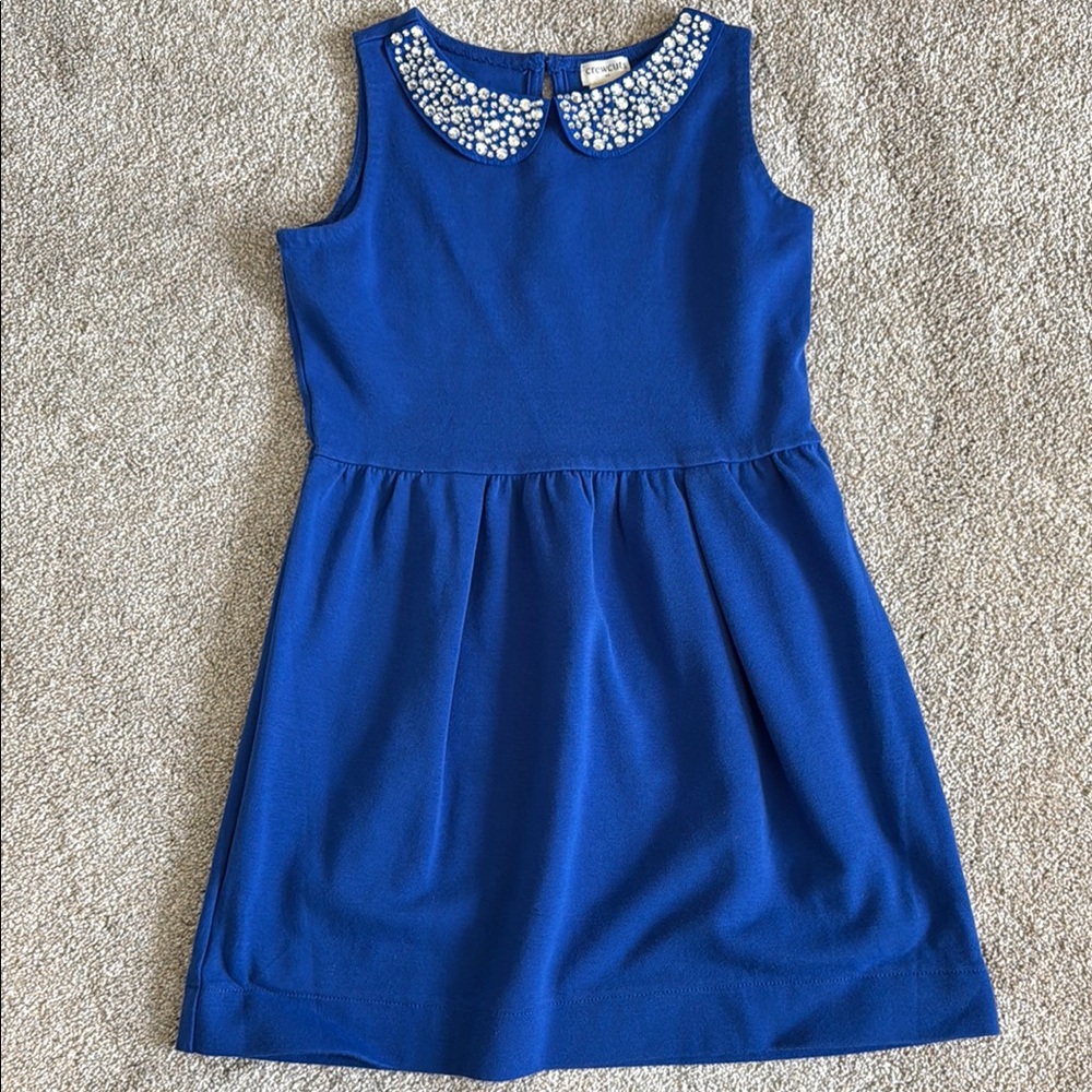 J.Crew Elegant Gem Collar Girls Blue Dress